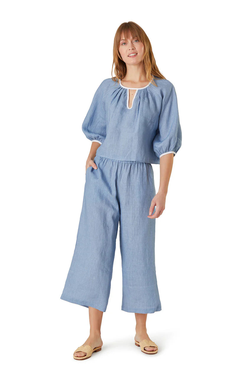 Linen Travel Top - Chambray