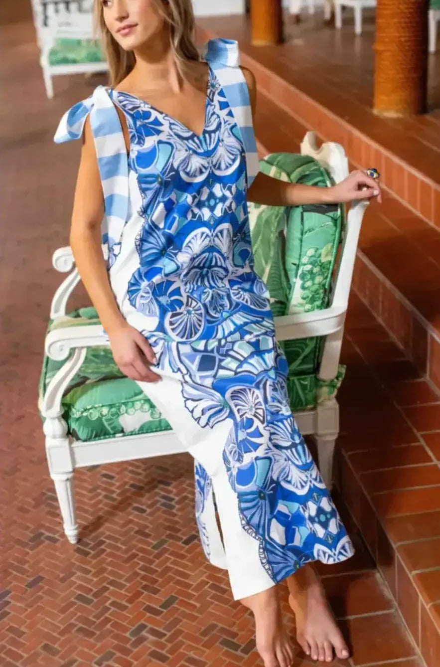 HOUSE OF MBR Beaufort Long Dress - Blue Lapis