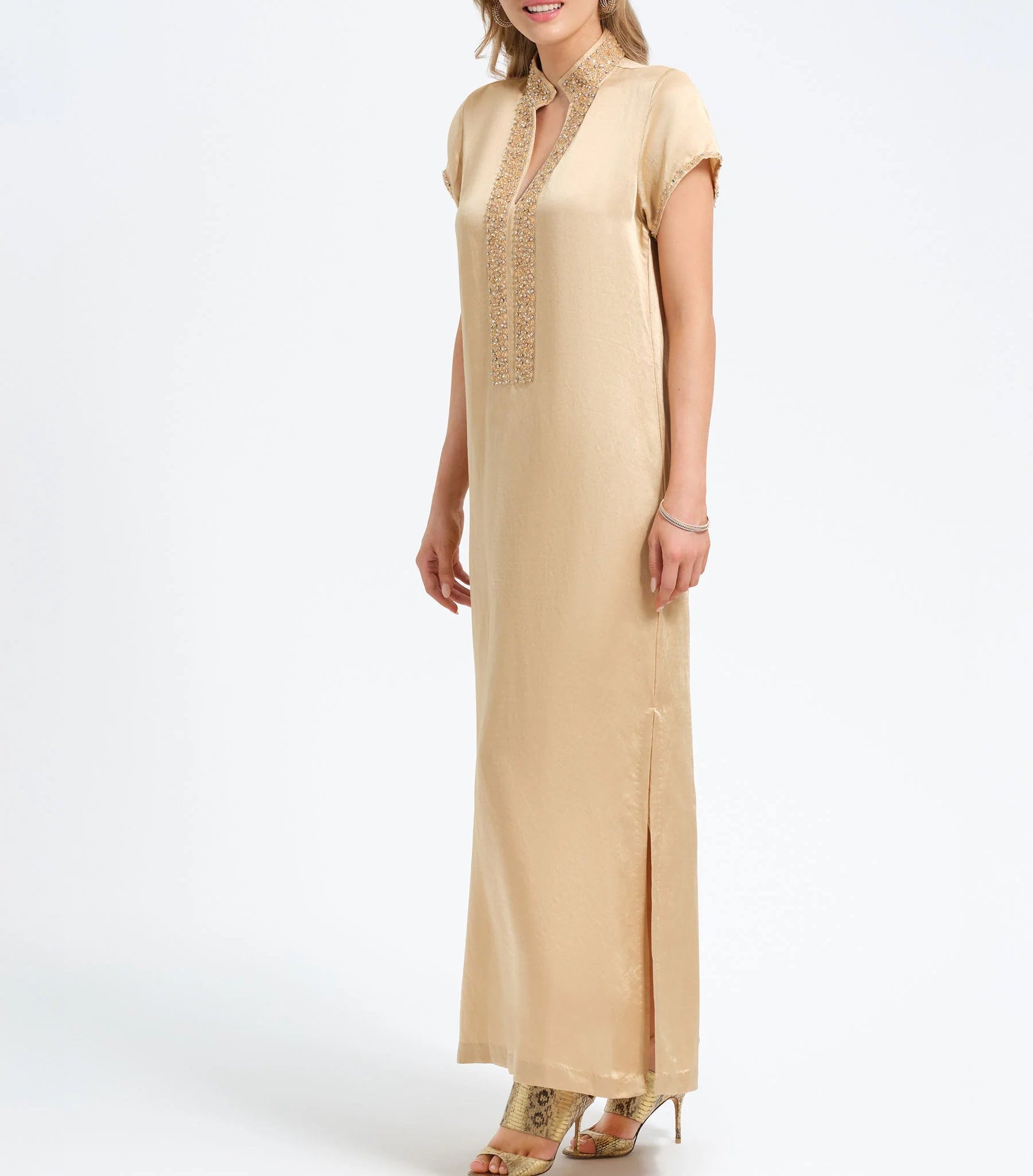 Bella Tu Cap Sleeve Caftan - Champagne