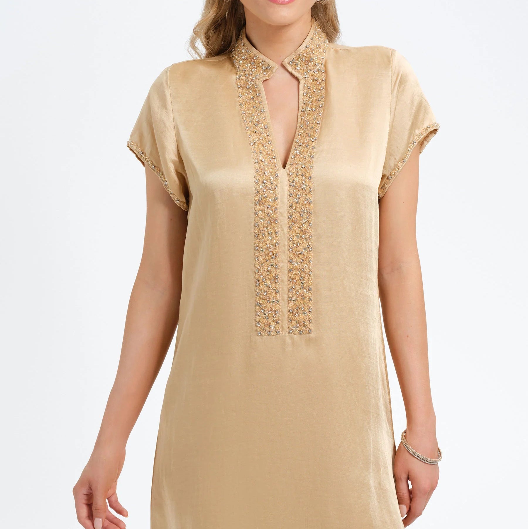 Bella Tu Cap Sleeve Caftan - Champagne
