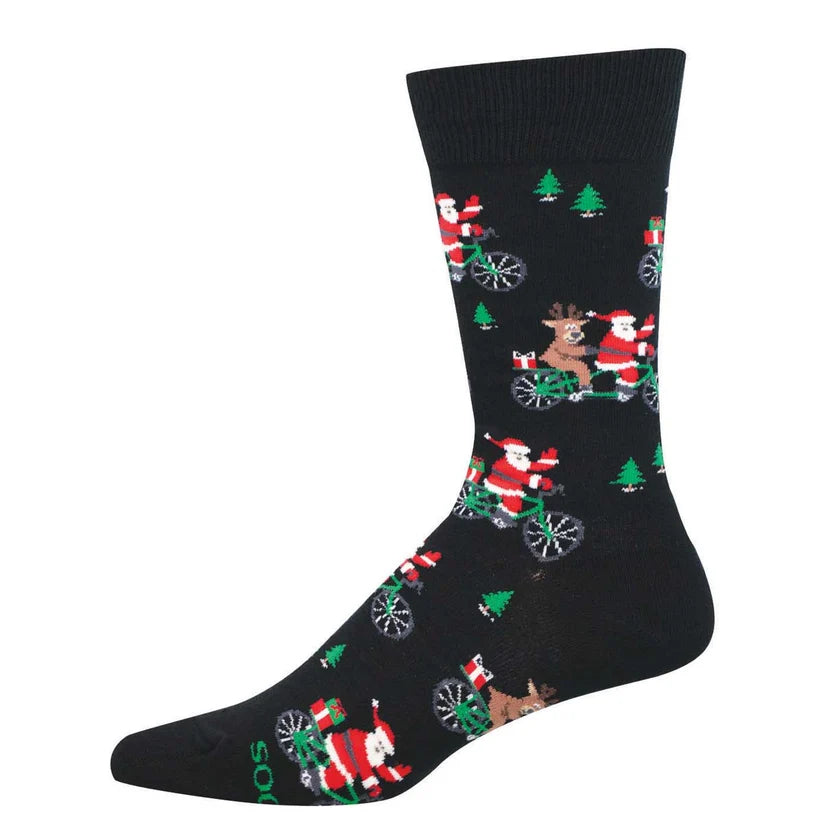 Cycling Santa Socks - Black