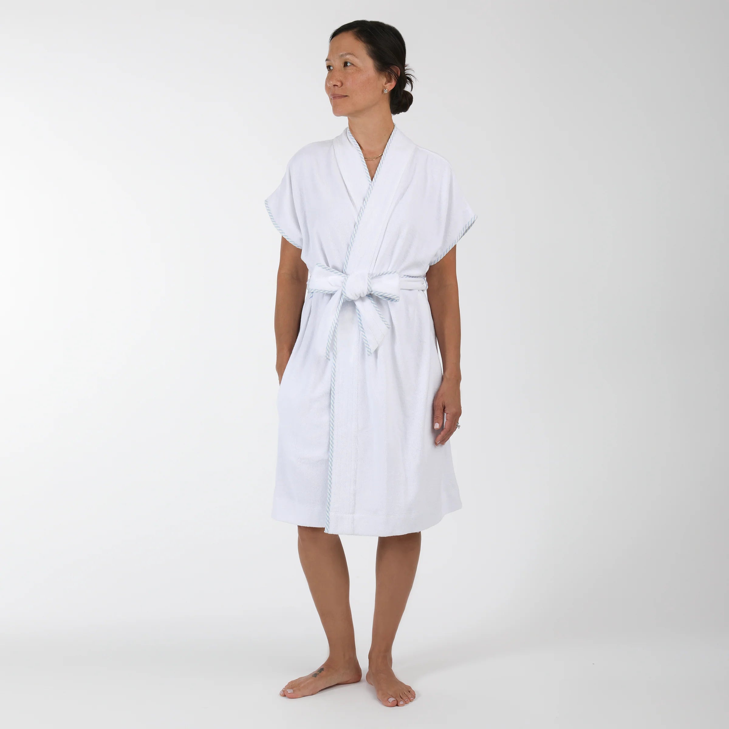 Lenora Terry Cotton Robe - Blue