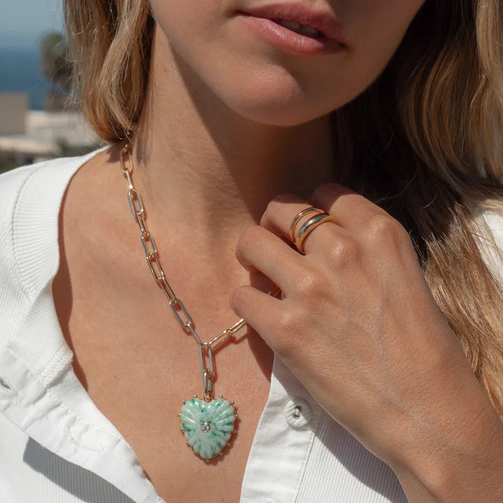 THATCH Malene Green Dot Heart Clip Necklace