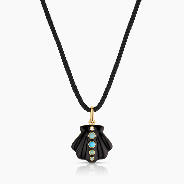 THATCH Maris Black Enamel Shell Silk Cord Necklace