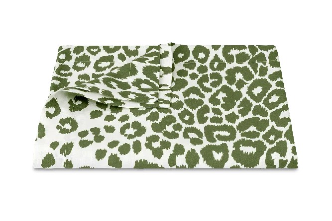 Matouk Iconic Round Leopard Tablecloth - (green or sky)