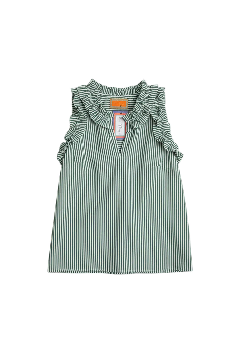LA PLAGE  Butterfly Top - Green Stripe