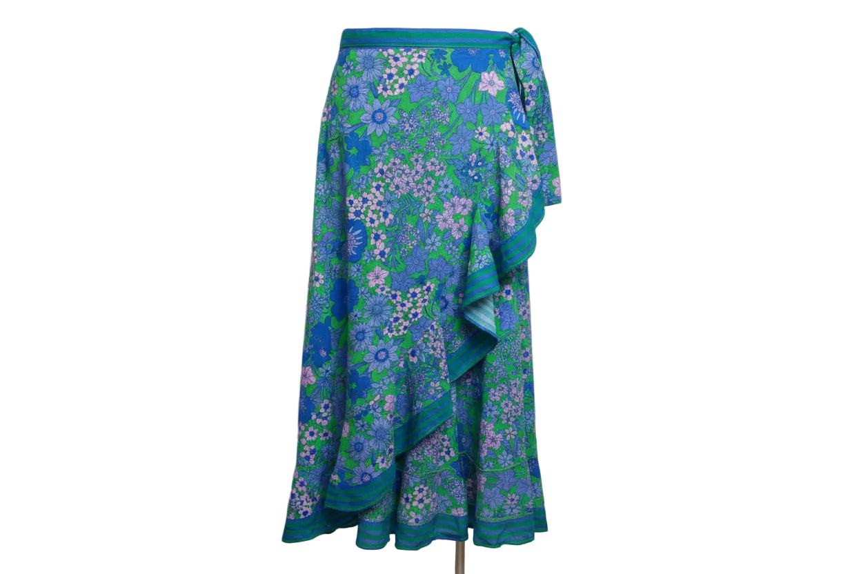 LA PLAGE Sheridan Faux Wrap Skirt Meadow - Green / Blues