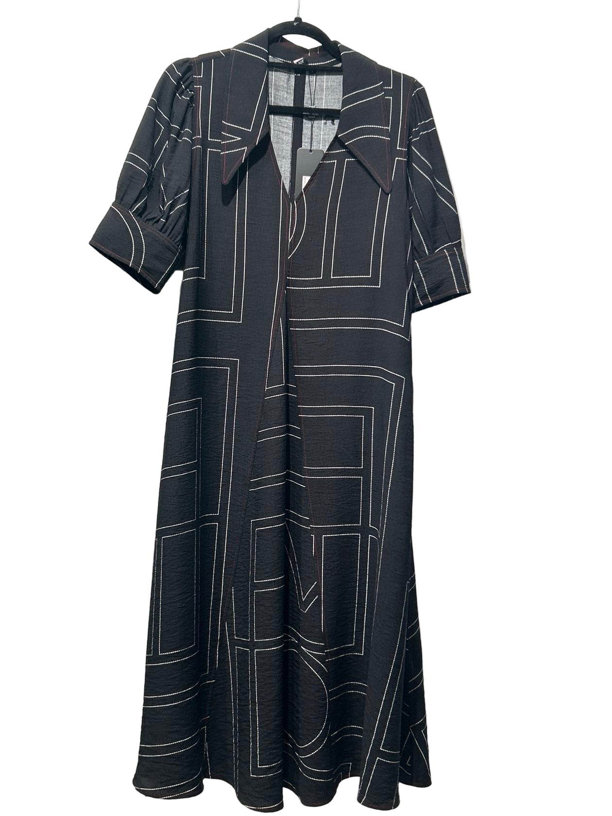 LIOR Amber Dress - Black with White Puzzle Print