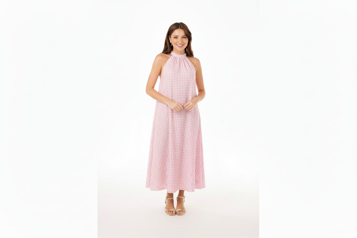 Holly Shae Blythe Dress - Pink and White Gingham