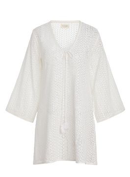Sitano Sorrento Bell Sleeve Dress - Aria Fabric - White