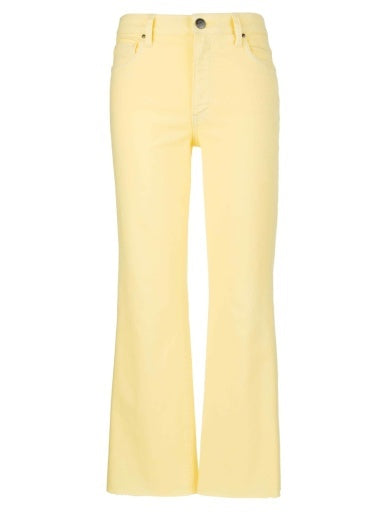 Kut from the Kloth Kelsey High Rise Ankle Flare with Raw Hem - Pastel Yellow
