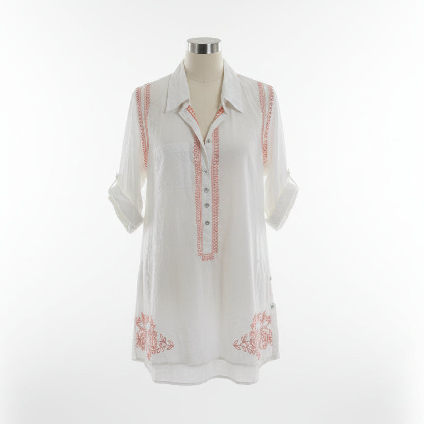 Boyfriend Shirt - White/Sedona