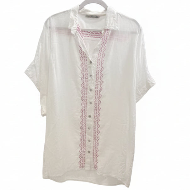 Ziggy Shirt/Dress -  White/Pink Salt