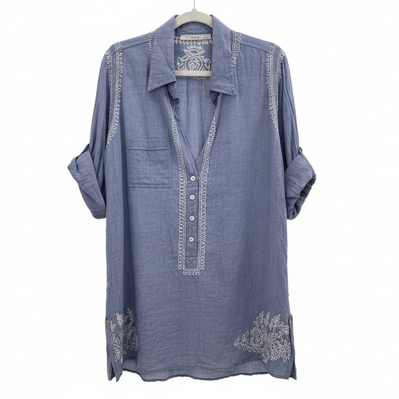 Chambray Boyfriend Shirt /Coverup - Denim