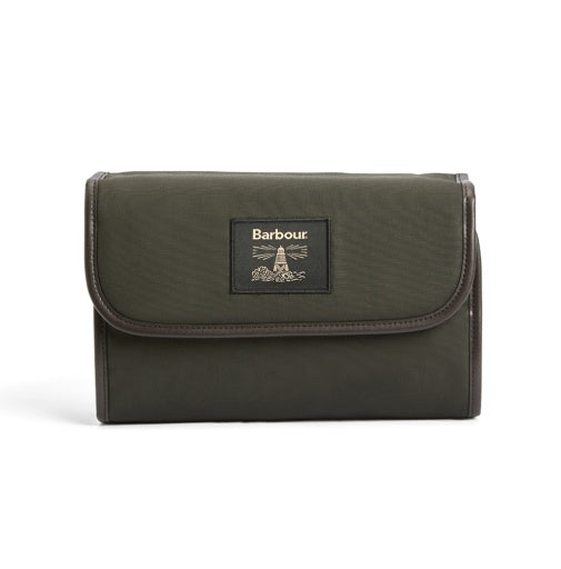 Barbour Wax Hanging Washbag - Olive/Beacon