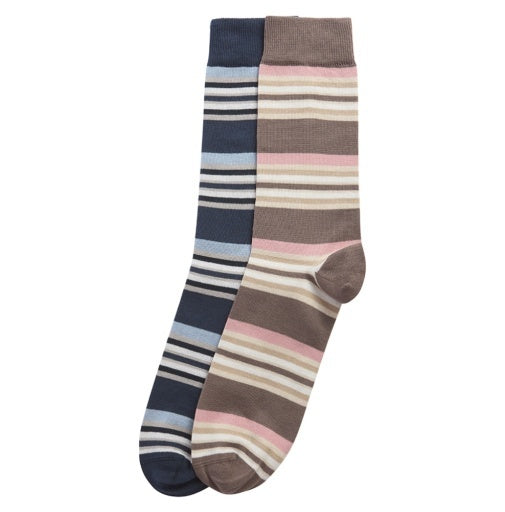 Barbour Summer Stripe Socks - Pink/Navy Stripe