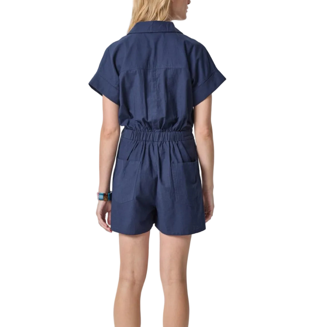 Lilla P Linen Blend Romper - Navy