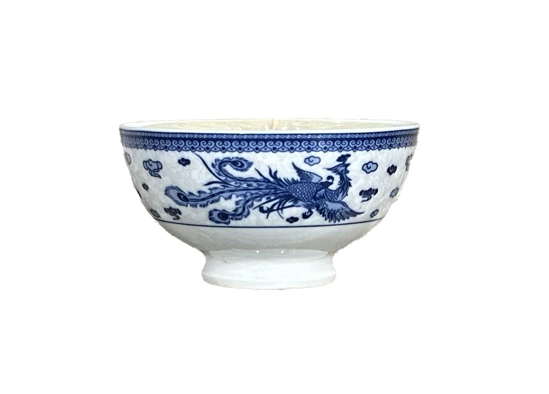 Small Chinoiserie Rice Bowl Candle with Dragon