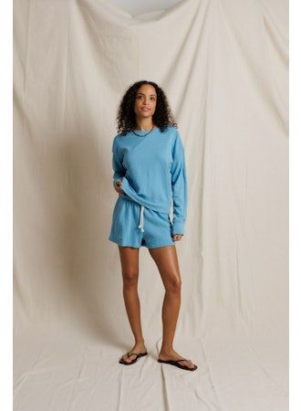 perfectwhitetee french terry pullover sweatshirt | milky blue