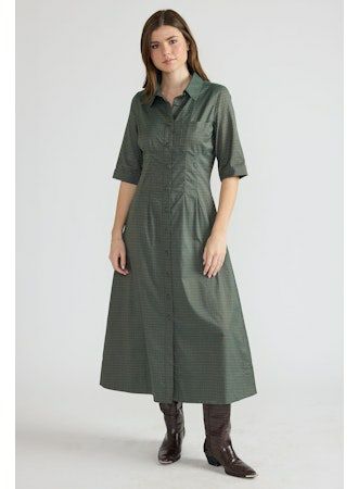 Thomas & Lourdes Justine Dress | Green Check