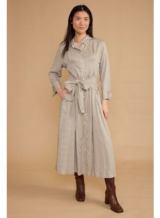 Thomas & Lourdes Miles Dress | Olive Grove Stripe