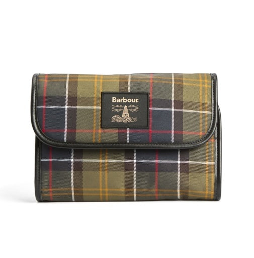 Barbour tartan hanging washbag