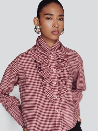 DE LORETA Laurel Blouse - Vichy Red