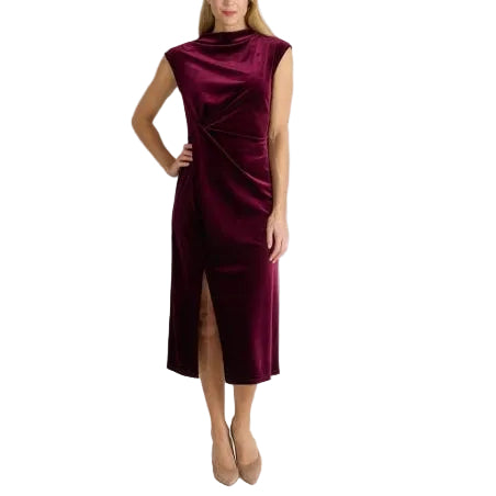 Jude Connally Autumn Stretch Velvet Dress | Merlot