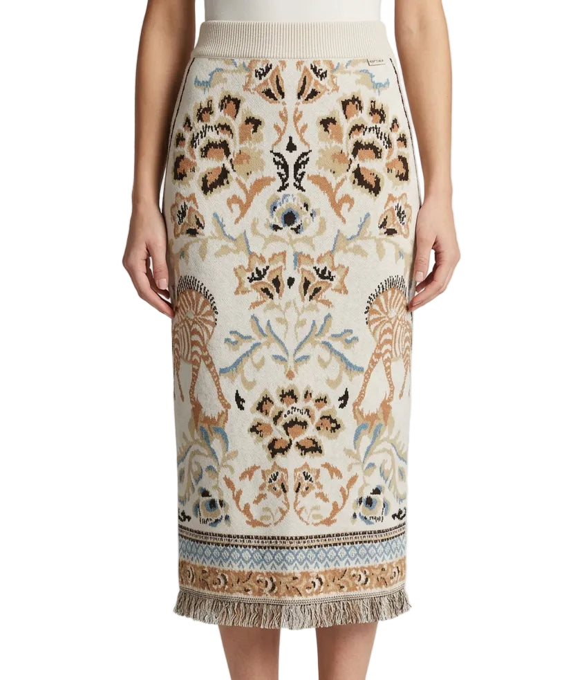 Patty Kim Camille Knit Skirt | Ecru Jacquard