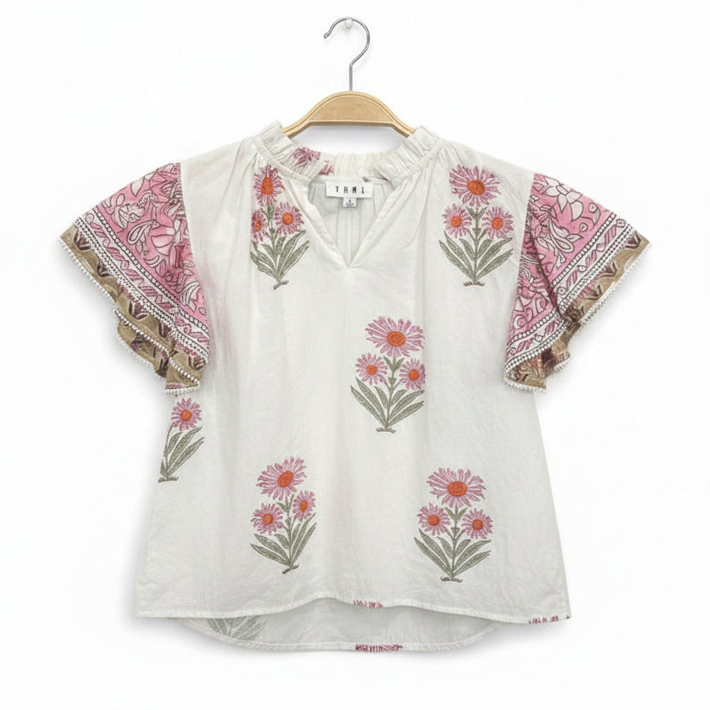 Pink Poppy Flutter Sleeve Top