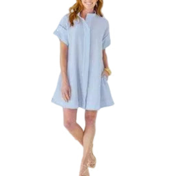 Caryn Lawn Margo Seersucker Dress - Navy