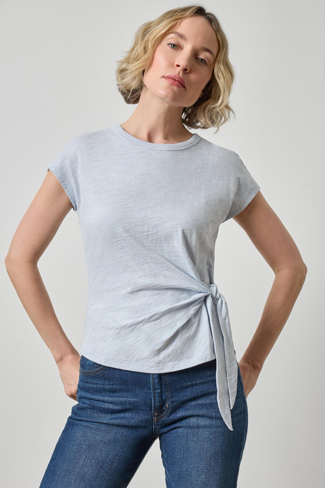 Lilla P Tie Front Tee | Glacier
