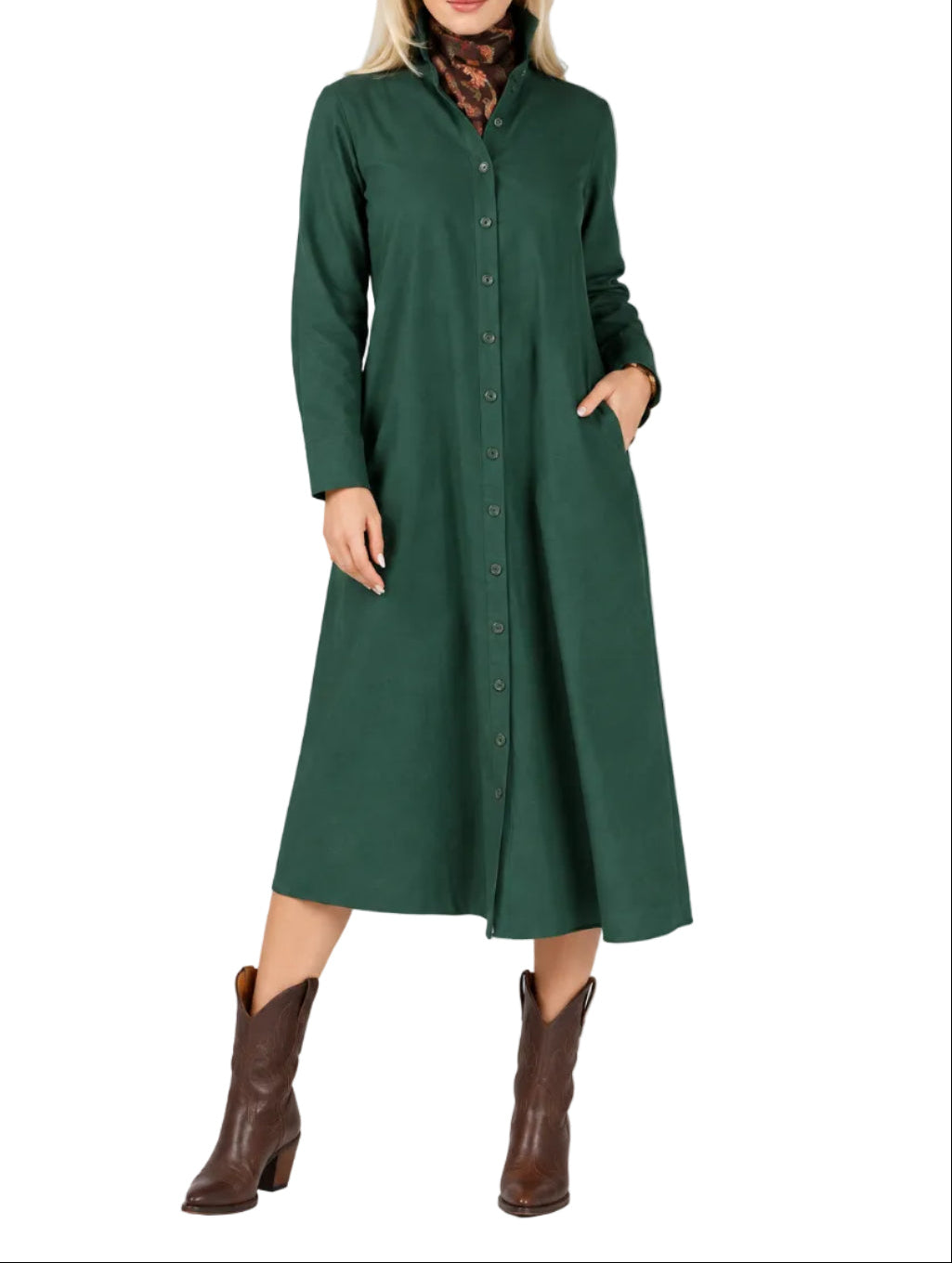 Holly Shae Adele Cord Dress | Hunter Green and Black