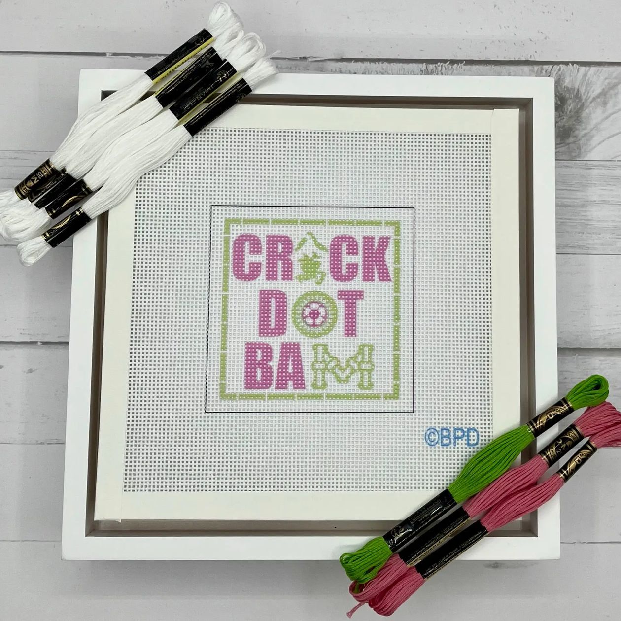 Blue Poppy Crack Dot Bam Needlepoint Design (Mahjong)