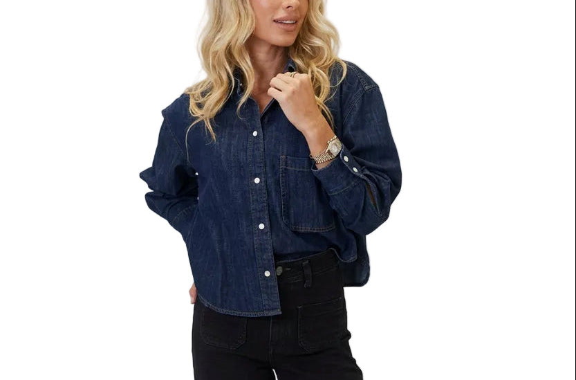 Karlie Denim Pearl Snap Shirt