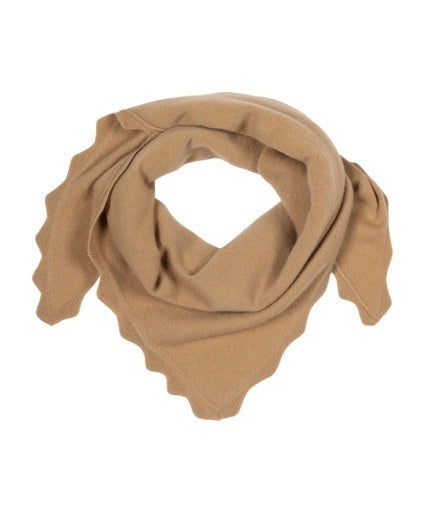 Scallop Knit Triangle | Camel Heather
