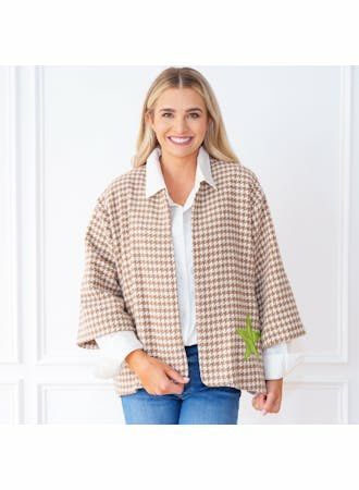 Caryn Lawn Jackie Jacket - Camel Herringbone