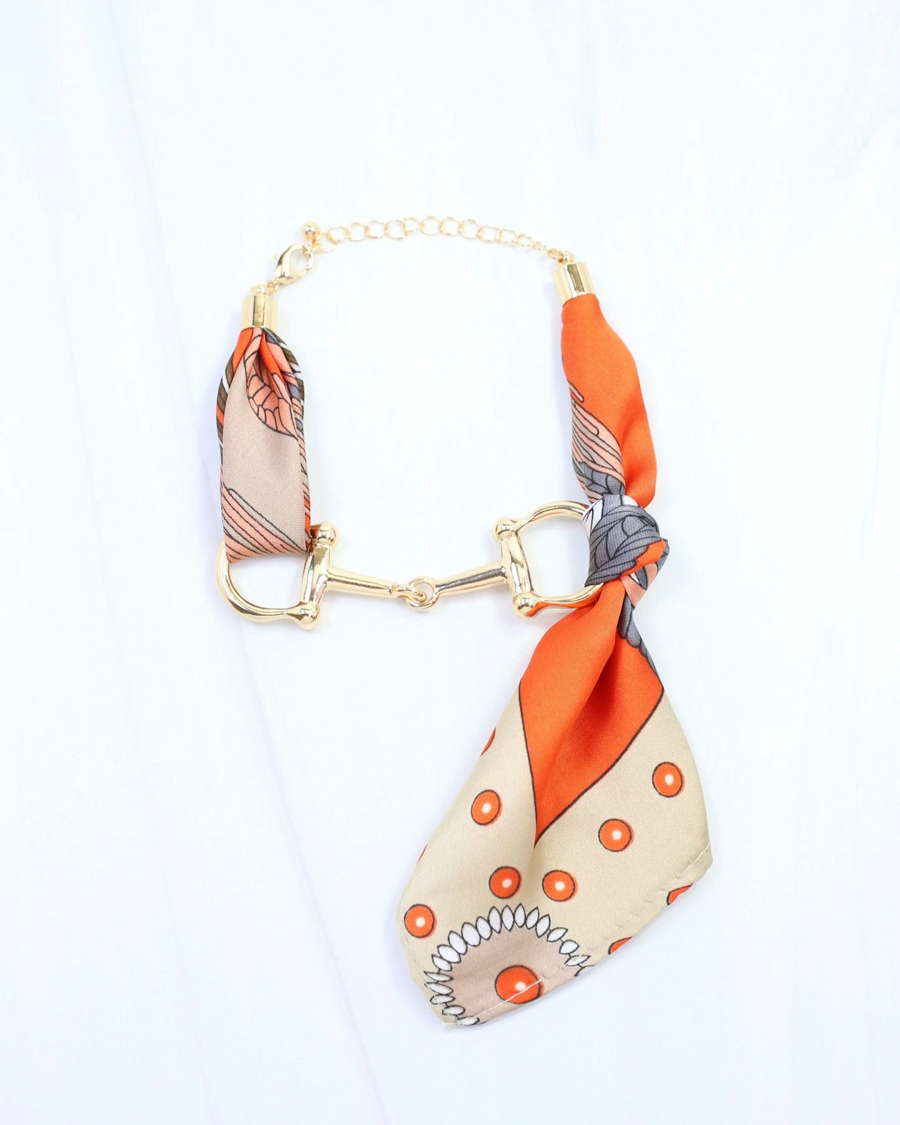 Lana Horsebit Scarf Bracelet-Orange