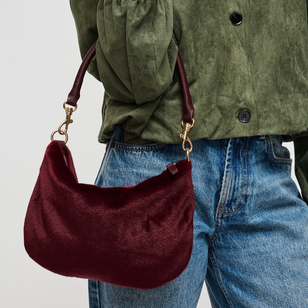 Jordan Bag - Faux Fur Burgundy