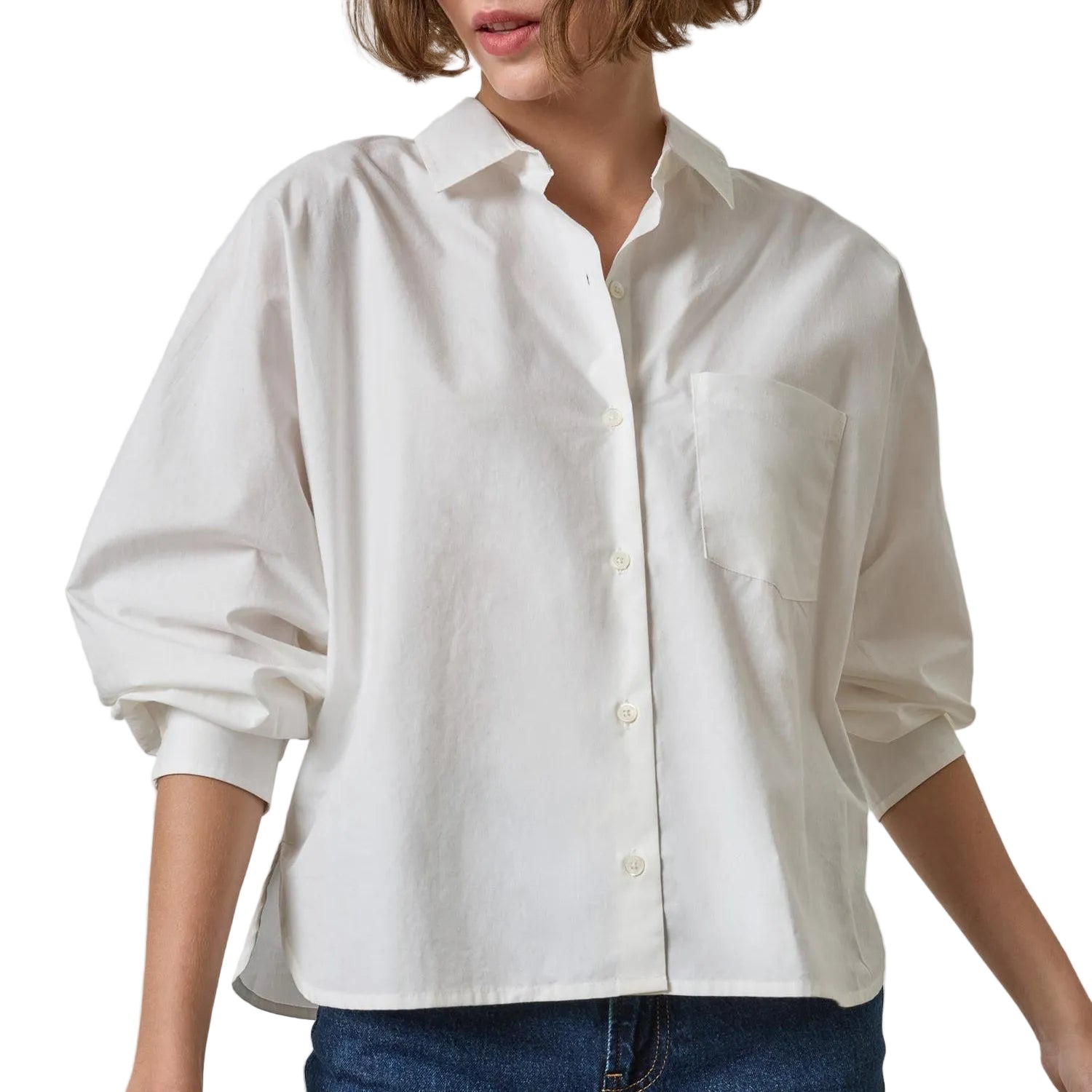 Lilla P Dolman Sleeve Button Down Shirt | White