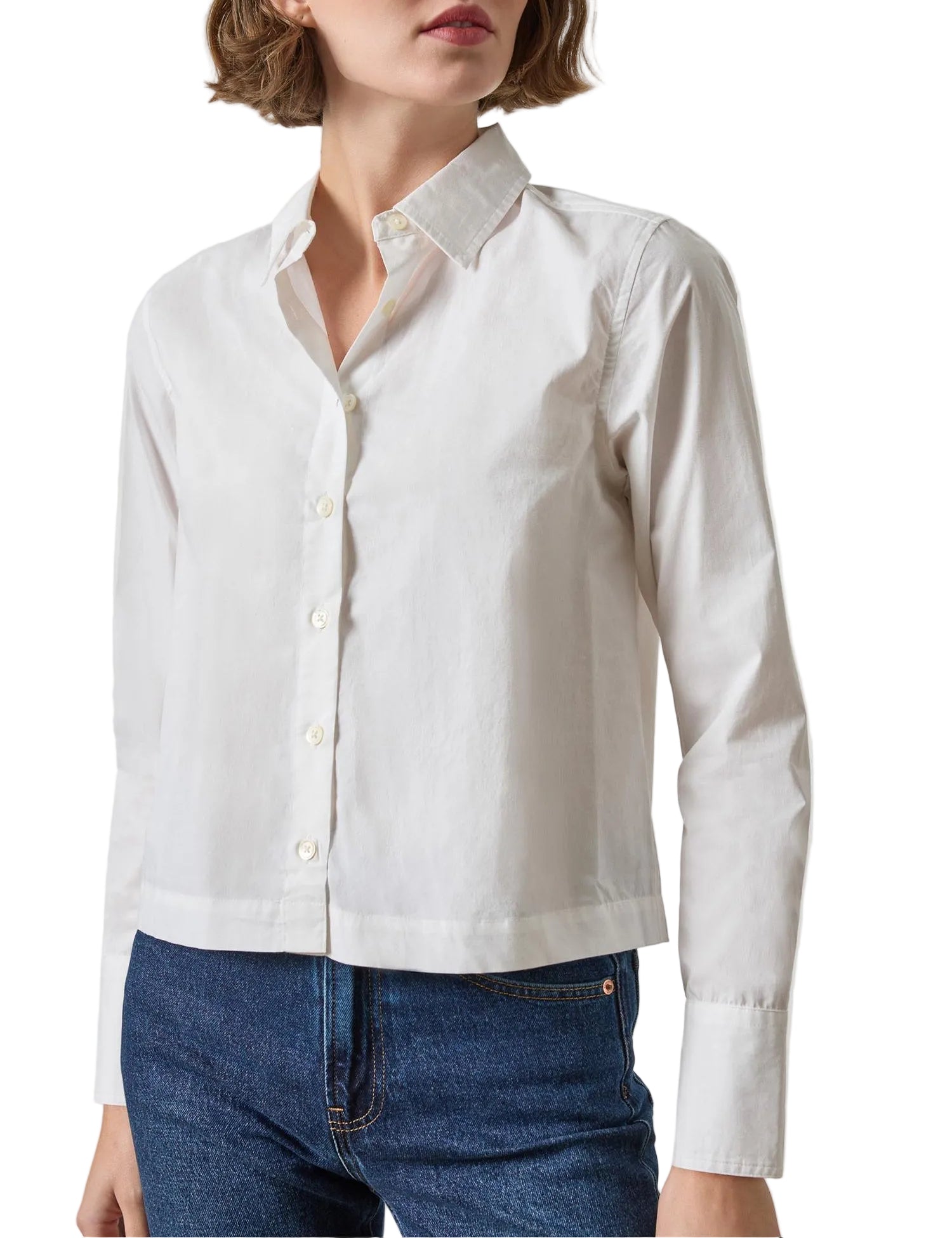 Lilla P Straight Fit Short Button Down - White