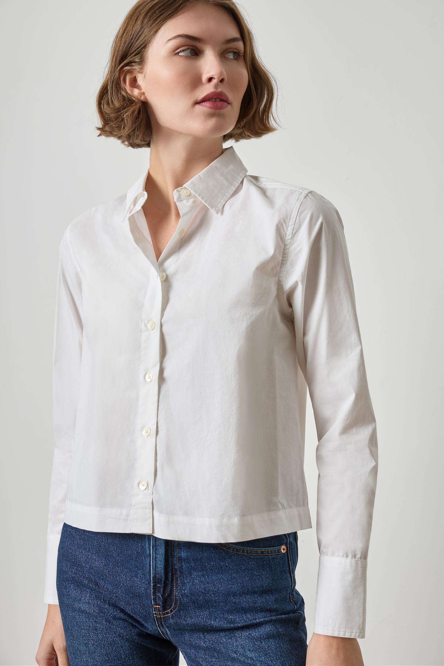 Lilla P Straight Fit Short Button Down - White