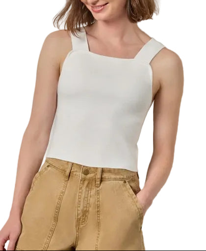 Lilla P Wide Strap Knit Tank - White