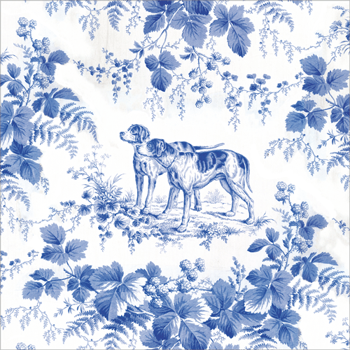 Caspari Hunting Toile Blue Napkins - Guest and Cocktail