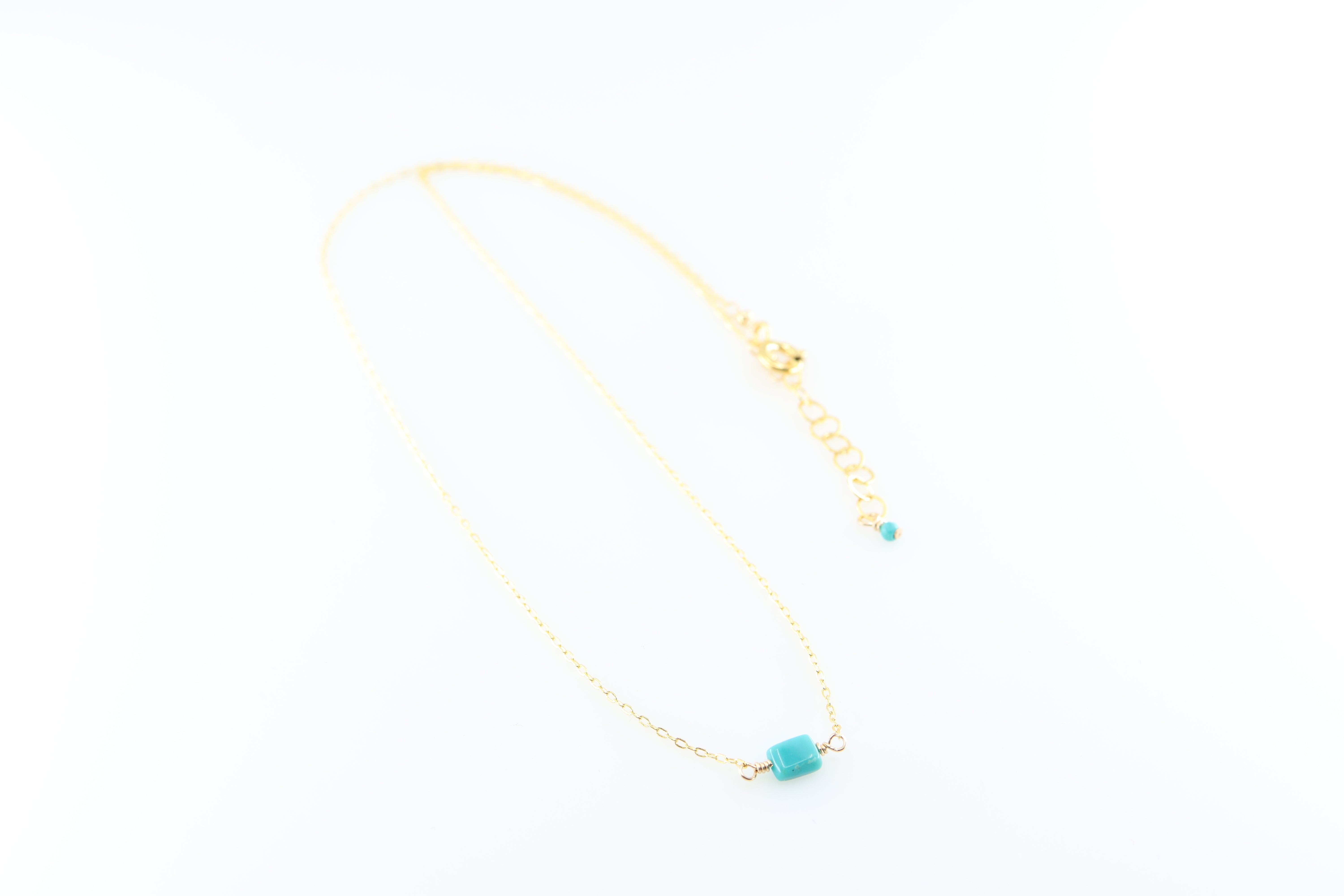 J. Mills Necklace - Single Turquoise Rectangle on 14k GF Chain