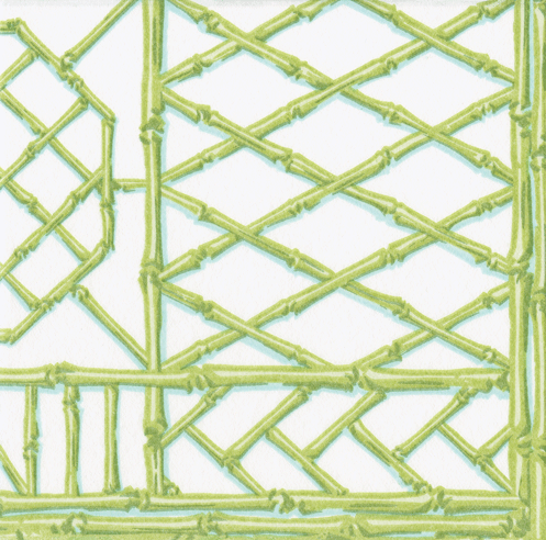 Bamboo Pattern  Paper Napkins - Moss Green - (cocktail or guest)