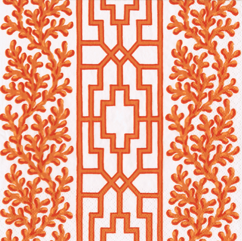 Coral and Trellis Coral Cocktail Napkin