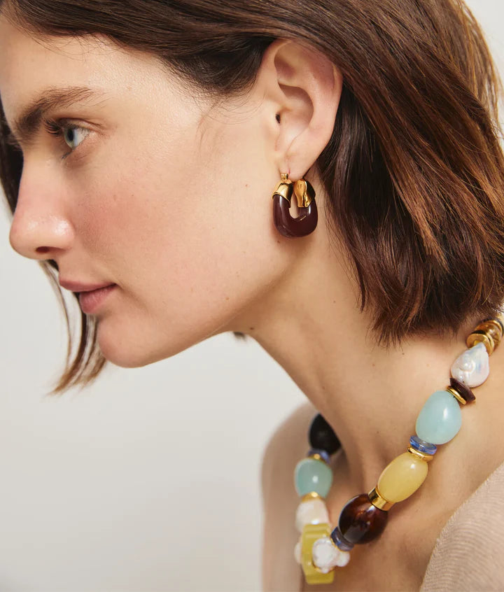 Lizzie Fortunato Mini Organic Hoops in Espresso