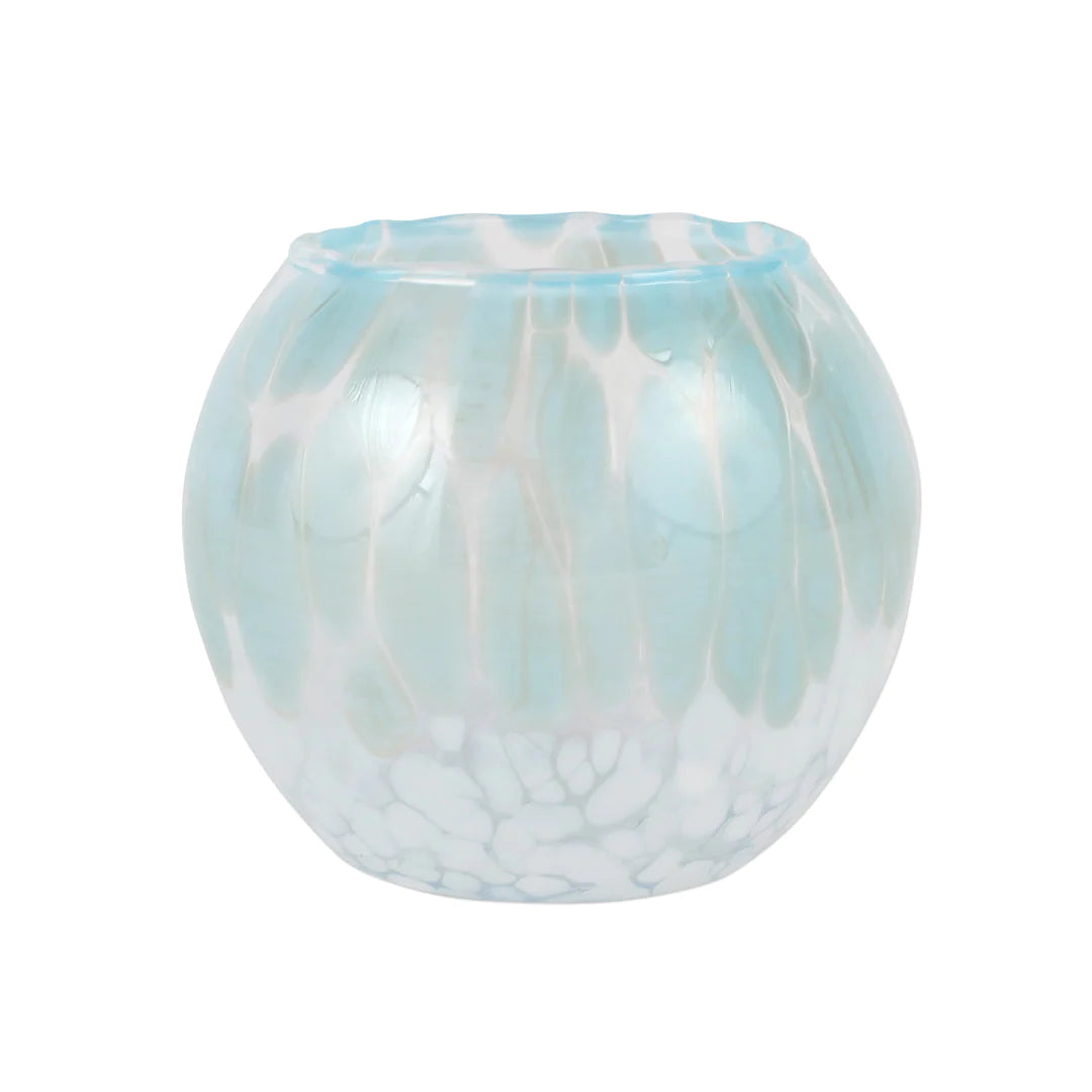 Vietri Nuvola Round Bud Vase - Light Blue & White