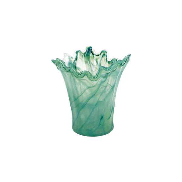 Vietri Onda Glass Green Short Vase